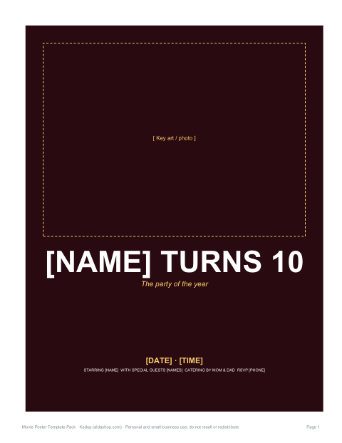 Preview of the first page of “Starring you” birthday poster