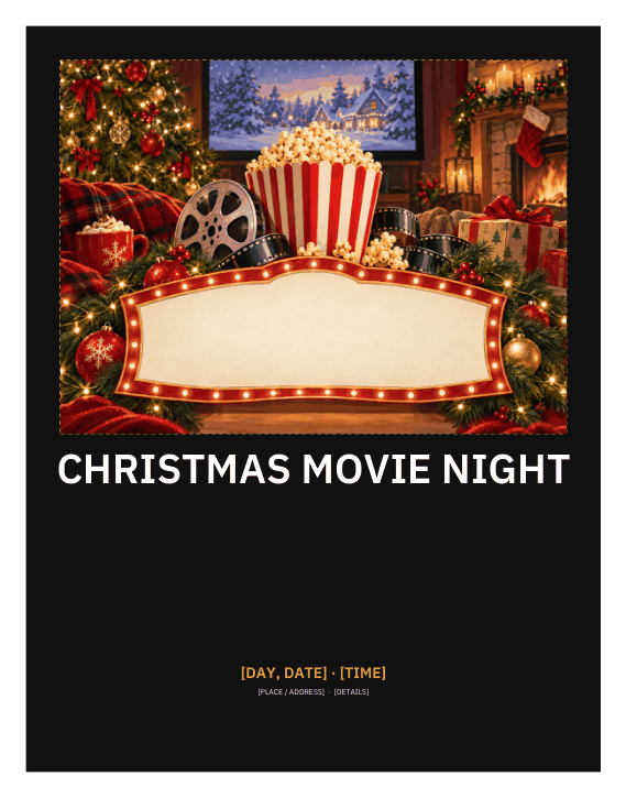 Preview of Christmas Movie Night Poster Template