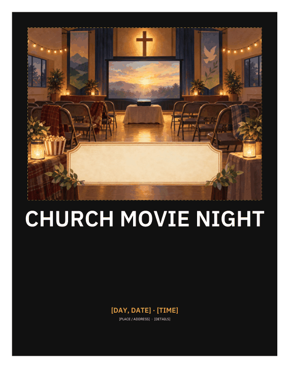Preview of Church Movie Night Flyer Template