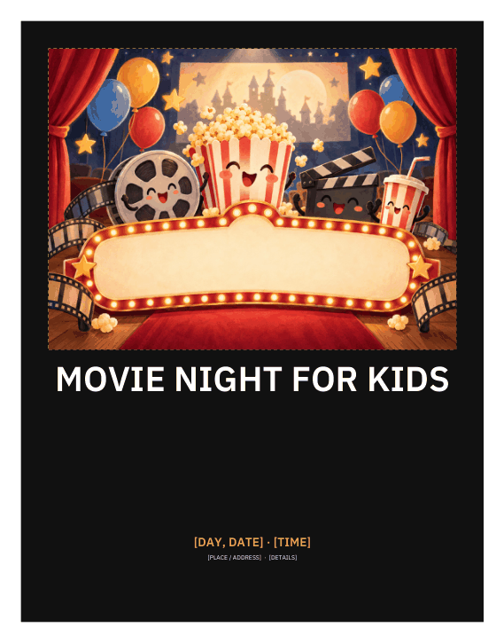 Preview of Movie Night Flyer for Kids