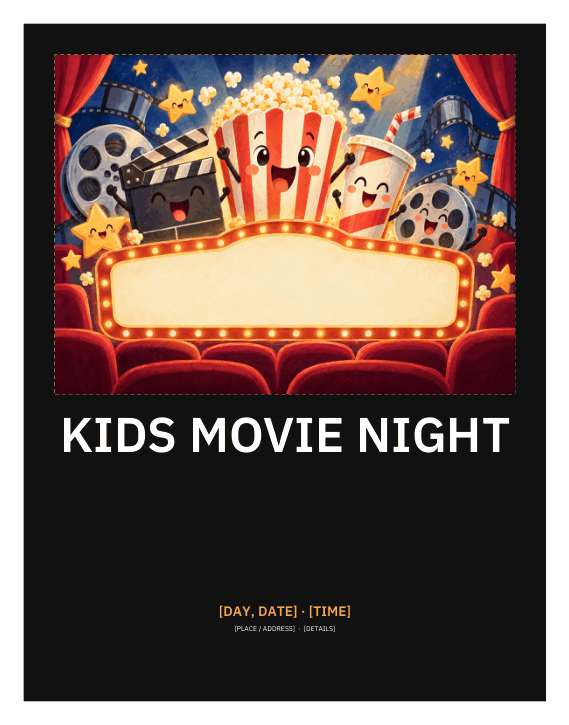 Preview of Kids Movie Night Poster Printable