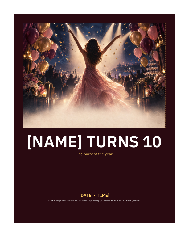 Preview of Starring You Birthday Poster Printable